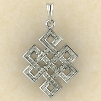 Амулет Узел долголетия белое золото