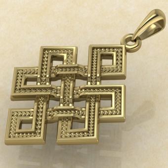 Амулет Узел долголетия желтое золото