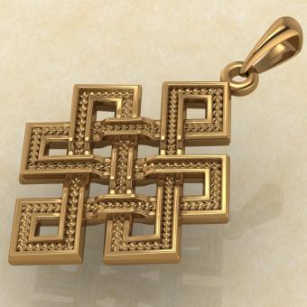 Амулет Узел долголетия красное золото