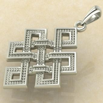 Амулет Узел долголетия белое золото