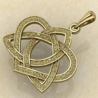 Амулет Узел любви желтое золото