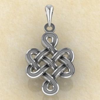 Амулет Узел удачи, любви и процветания из серебра