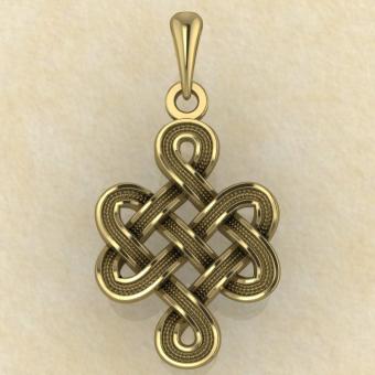  Амулет Узел удачи, любви и процветания желтое золото