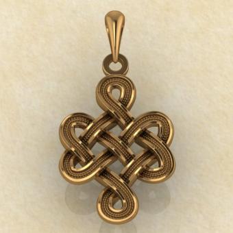  Амулет Узел удачи, любви и процветания красное золото