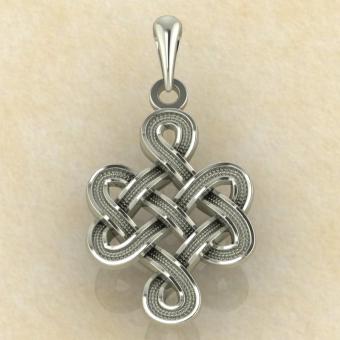  Амулет Узел удачи, любви и процветания белое золото