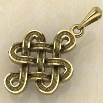  Амулет Узел удачи, любви и процветания желтое золото