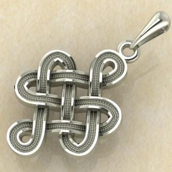  Амулет Узел удачи, любви и процветания белое золото