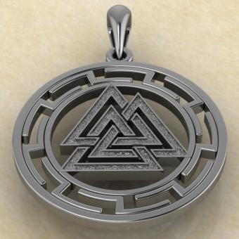 подвеска оберег Валькнут в протуберанцах из серебра