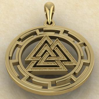 подвеска Валькнут в протуберанцах из золота