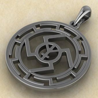 Славянский оберег Ведаман в протуберанцах серебро