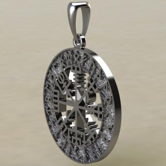 Подвеска с древнескандинавским амулетом Вегвизир в руническом круге из серебра