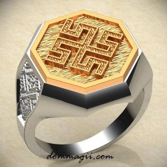 Кольцо боговник серебро с золотом
