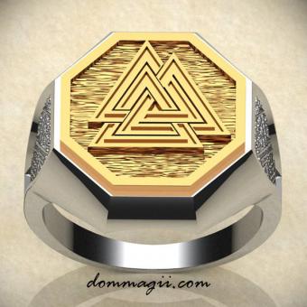 Комбинированное кольцо с Валькнутом