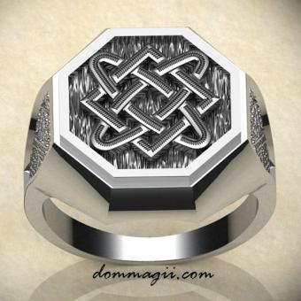 Кольцо с Славянским оберегом Звезда Лады из серебра