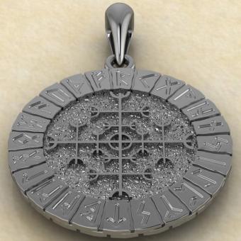 Оберег Verndari Защитник в руническом круге из серебр