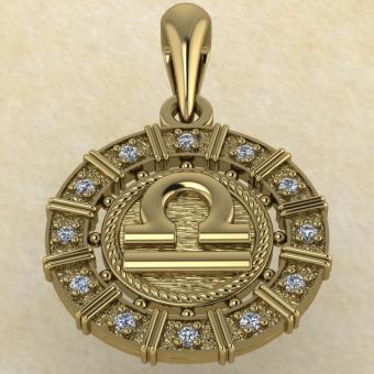 Подвеска Весы золото с бриллиантами