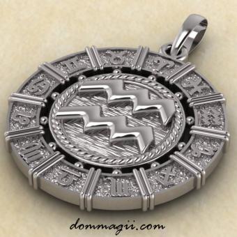 Подвеска знак зодиака Водолей 25 мм из серебра