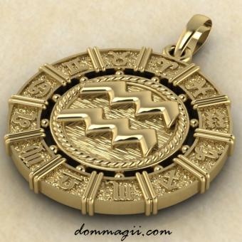 Кулон Водолей из золота 21 мм