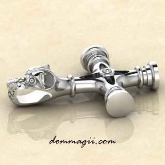 Скандинавский оберег Волчий крест из серебра