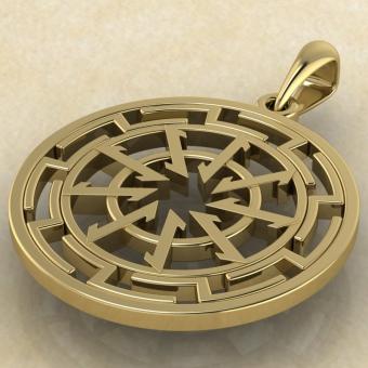 оберег Волчий крюк в протуберанцах золото