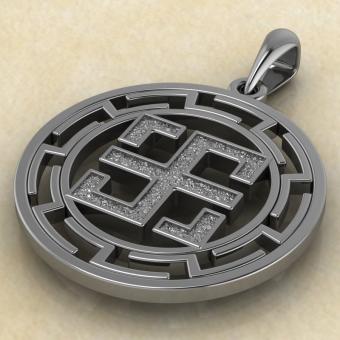 оберег Всецлавец в протуберанцах из серебра