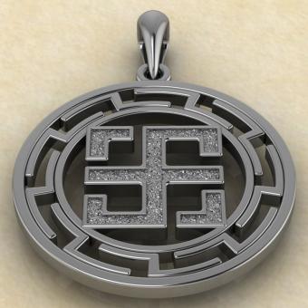 кулон Всецлавец в протуберанцах из серебра