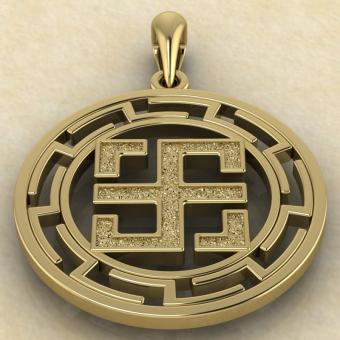 подвеска Всеславец в протуберанцах из золота