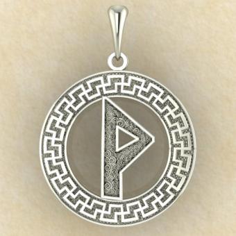 Руна «ВУНЬО» в солярном обережном круге из золота