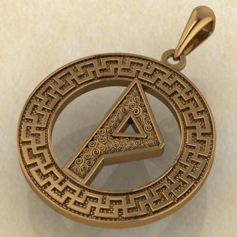 Руна «ВУНЬО» в солярном обережном круге из золота