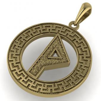 Руна «ВУНЬО» в солярном обережном круге из золота