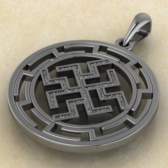 оберег Зайчик в протуберанцах серебро