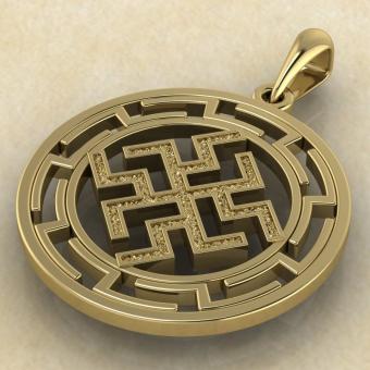 Славянский оберег Зайчик в протуберанцах золото