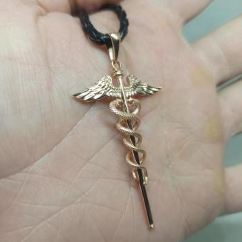 Жезл Меркурия, кадуцей из красного золота