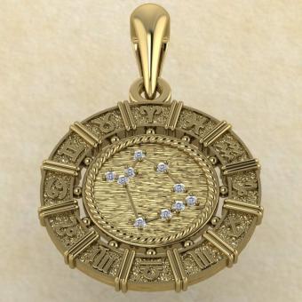 Знак зодиака Подвеска Змееносец золото с бриллиантами