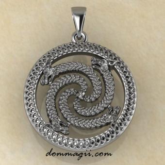 Славянский оберег Змеевик из серебра