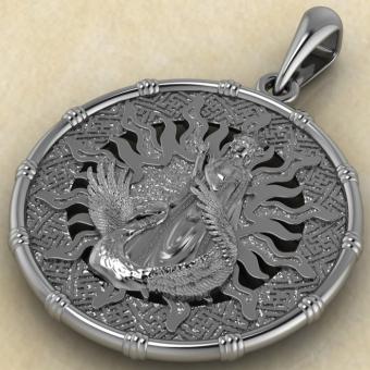 Оберег Звезда Лады с Ладой из серебра