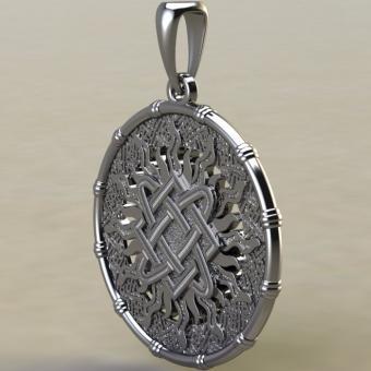 Славянский оберег Звезда Лады с Ладой из серебра