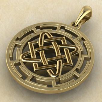 Славянския оберег Звезда Лады в протуберанцах золото