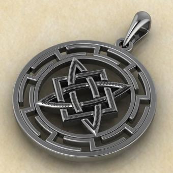 Славянский оберег Звезда Руси в протуберанцах серебро