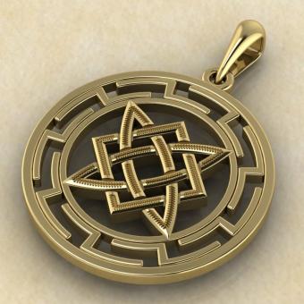 Славянский оберег Звезда Руси в протуберанцах золото