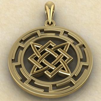 подвеска Звезда Руси в протуберанцах золото