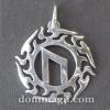 Подвеска руна Уруз в солнечном круге из серебра