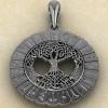 Амулет Древо жизни в руническом круге из серебра