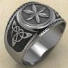 Кольцо печатка с Славянским оберегом Колесо Перуна из серебра