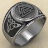 Кольцо печатка с древнескандинавским талисманом Валькнут из серебра