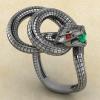 Кольцо - талисман Змея с камнем в пасти из серебра