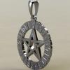 Амулет Пентаграмма в руническом круге серебро